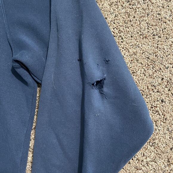 Carhartt Hoodie Mens 3XL Blue Workwear Distressed Paint Stains Splatter Holes - Picture 3 of 9